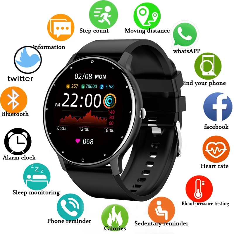 2022 Relógio Inteligente Masculino Feminino Com Tela Sensível Ao Toque Completo Esporte Fitness Relógio Masculino IP67 À Prova D' Água Bluetooth Para Android IOS Smartwatch Masculino
