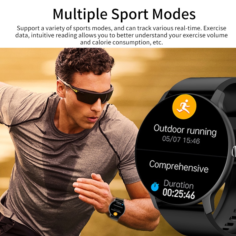 2022 Relógio Inteligente Masculino Feminino Com Tela Sensível Ao Toque Completo Esporte Fitness Relógio Masculino IP67 À Prova D' Água Bluetooth Para Android IOS Smartwatch Masculino - Imagem 9