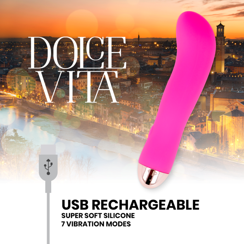 DOLCE VITA - VIBRADOR RECARREGÁVEL DUAS VELOCIDADES PINK 7 - Imagem 4