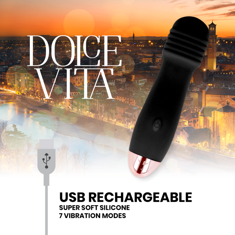 DOLCE VITA - VIBRADOR RECARREGÁVEL TRÊS PRETO 7 VELOCIDADE - Imagem 3