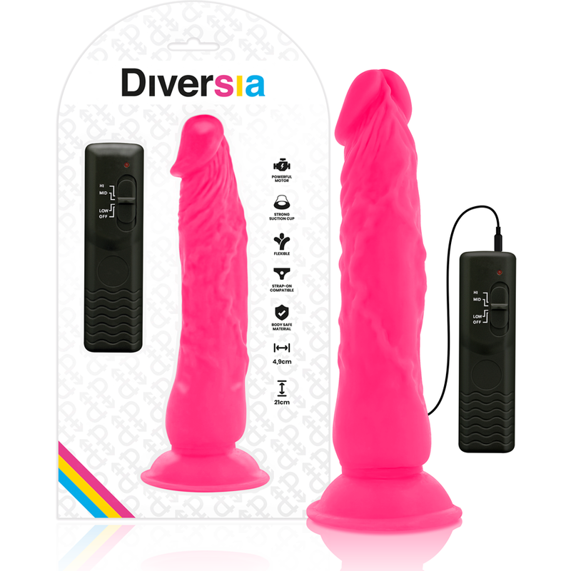 DIVERSIA - FLEXÍVEL VIBRATÓRIO ROSA 21 CM -O- 4.9 CM - Imagem 2