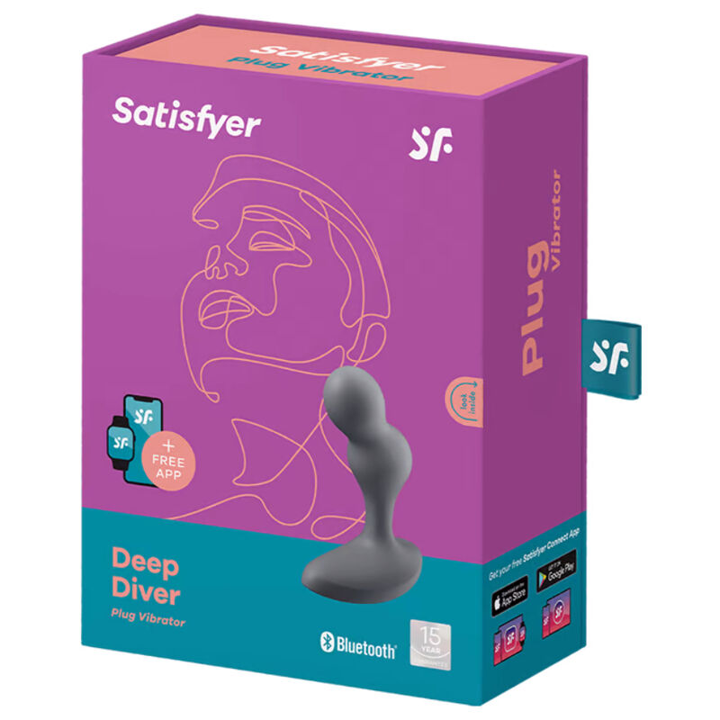 SATISFYER DEEP DIVER VIBRATING PLUG APP - GREY - Imagem 4