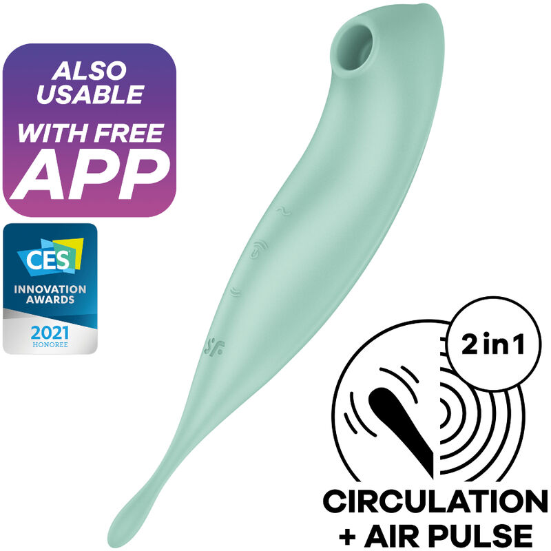 ESTIMULADOR E VIBRADOR DE PULSO DE AR PRO+ SATISFYER TWIRLING APP - VERDE