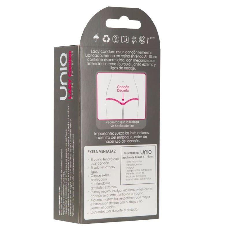 UNIQ - LADY CONDOM PRESERVATIVOS FEMININOS SEM LÁTEX COM CINTA LIGA 3 UNIDADES - Imagem 2