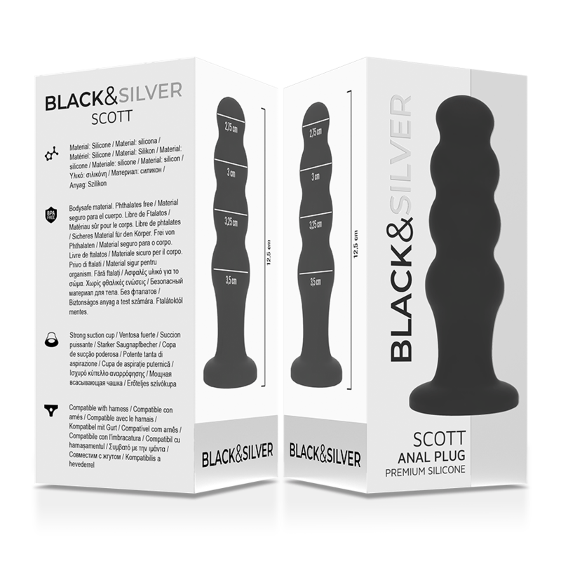 BLACKSILVER - PLUG ANAL DE SILICONE SCOTT PREMIUM PRETO - Imagem 5