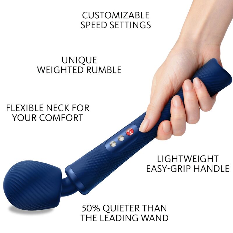 FUN FACTORY - VIM SILICONE RECHARGEABLE VIBRATING WEIGHTED RUMBLE WAND MIDNIGHT BLUE - Imagem 2