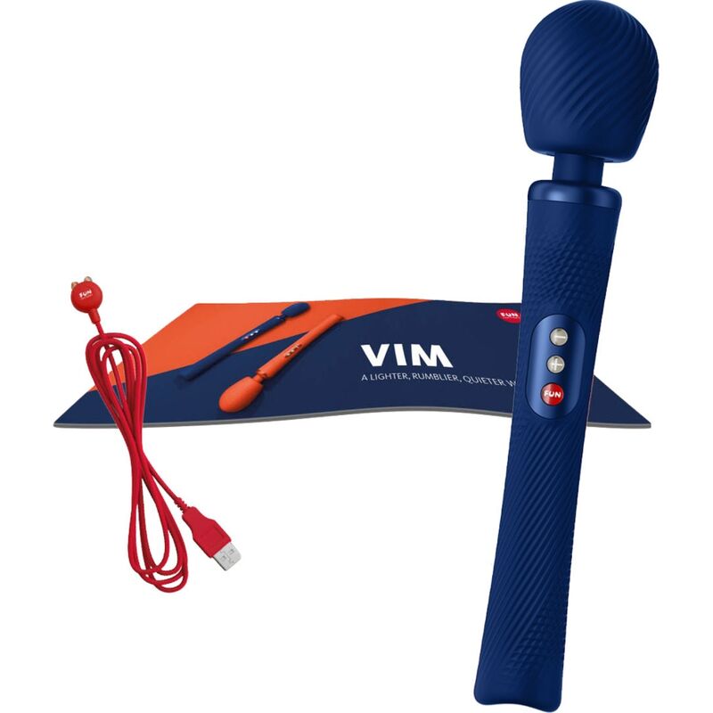 FUN FACTORY - VIM SILICONE RECHARGEABLE VIBRATING WEIGHTED RUMBLE WAND MIDNIGHT BLUE - Imagem 5