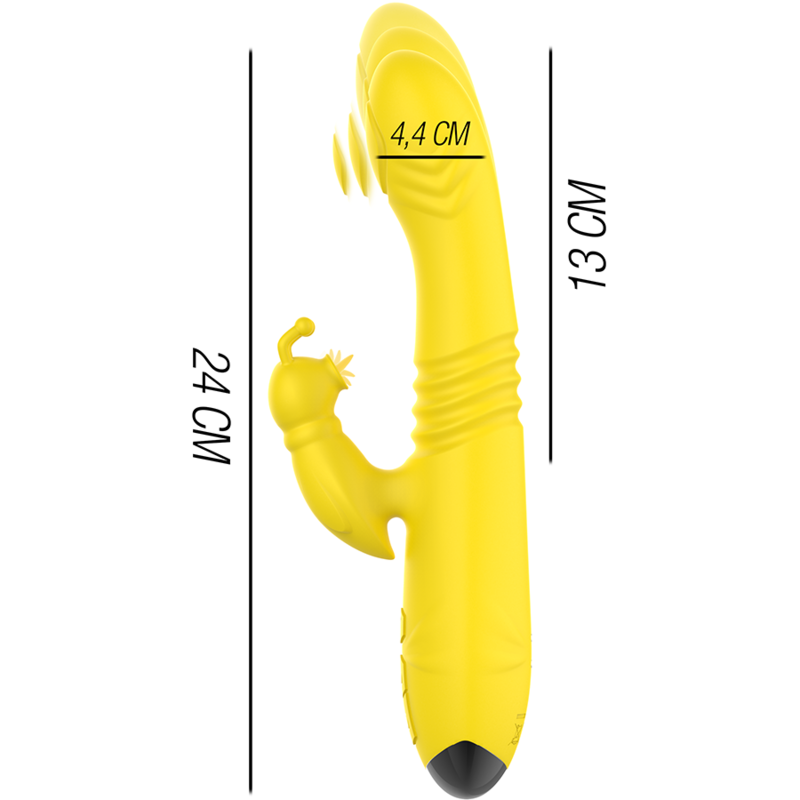 INTENSE - VIBRADOR MULTIFUNO TOKY PARA CIMA E PARA BAIXO COM ESTIMULADOR CLITÓRICO AMARELO - Imagem 3