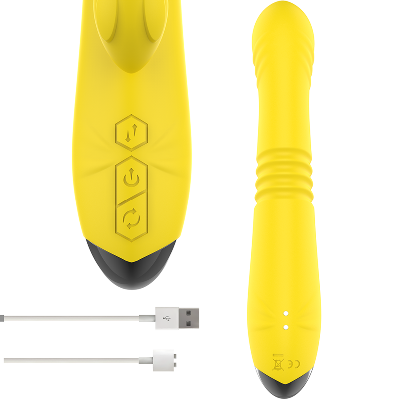 INTENSE - VIBRADOR MULTIFUNO TOKY PARA CIMA E PARA BAIXO COM ESTIMULADOR CLITÓRICO AMARELO - Imagem 4