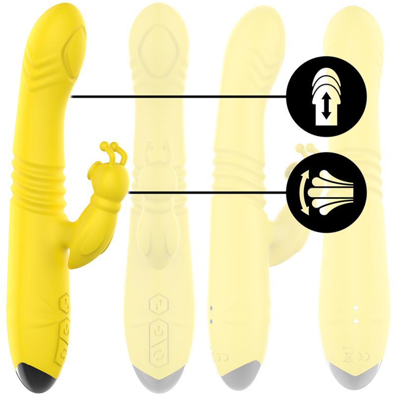 INTENSE - VIBRADOR MULTIFUNO TOKY PARA CIMA E PARA BAIXO COM ESTIMULADOR CLITÓRICO AMARELO - Imagem 2