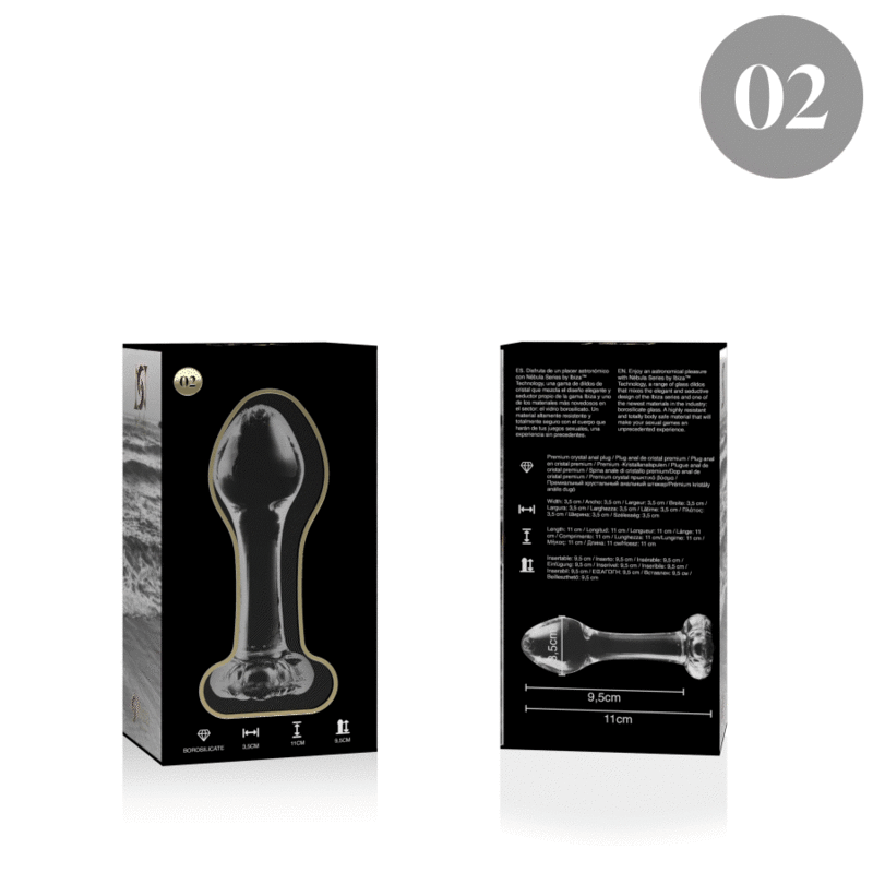 NEBULA SERIES BY IBIZA - MODELO 2 ANAL PLUG VIDRO BOROSILICADO TRANSPARENTE 11 CM -O- 3.5 CM