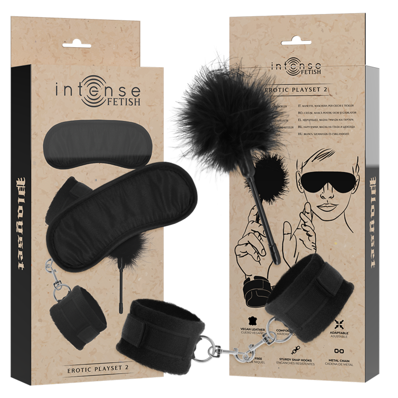INTENSE - FETISH PLAYSET ERÓTICO 2 COM ALGEMAS, MSCARA CEGA E CÓCEGAS