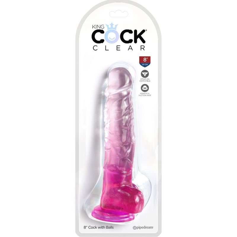 KING COCK - CLEAR PÊNIS REALÍSTICO COM BOLAS 16.5 CM ROSA - Imagem 2