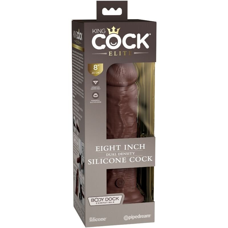 KING COCK - ELITE DILDO DE SILICONE REALISTA 20.3 CM CASTANHO - Imagem 5