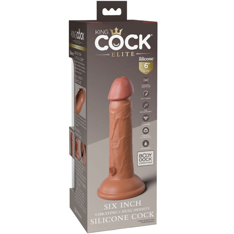 KING COCK - ELITE VIBRADOR REALÍSTICO E SILICONE 15.2 CM CARAMELO - Imagem 5