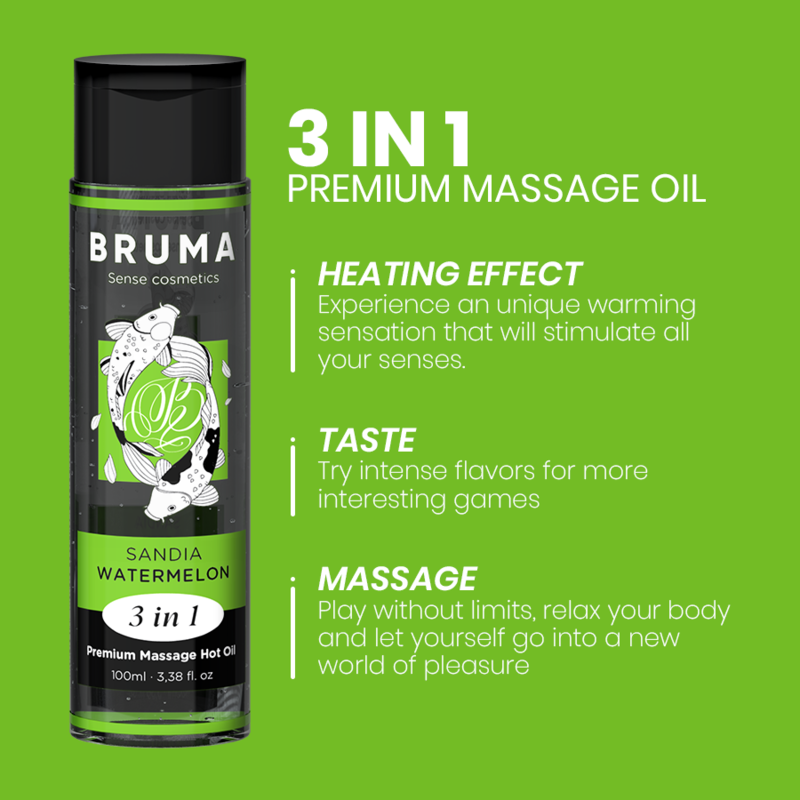 BRUMA - ÓLEO DE MASSAGEM PREMIUM EFEITO CALOR SABOR MELANCIA 3 EM 1 - 100 ML - Imagem 4