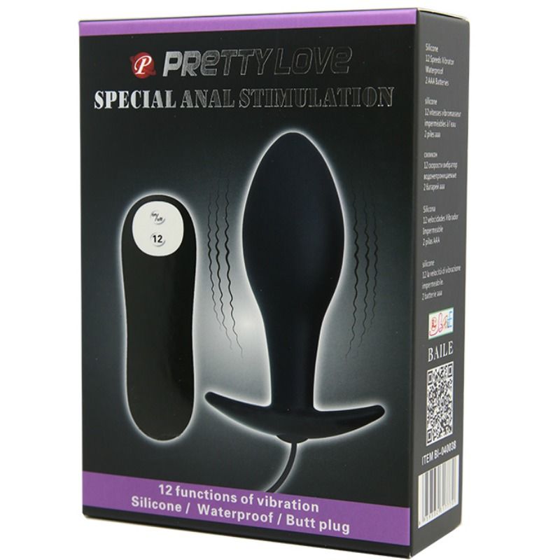 PRETTY LOVE - PLUG ANAL NCORA FORMA SILICONE 12 MODOS DE VIBRAO PRETO - Imagem 3