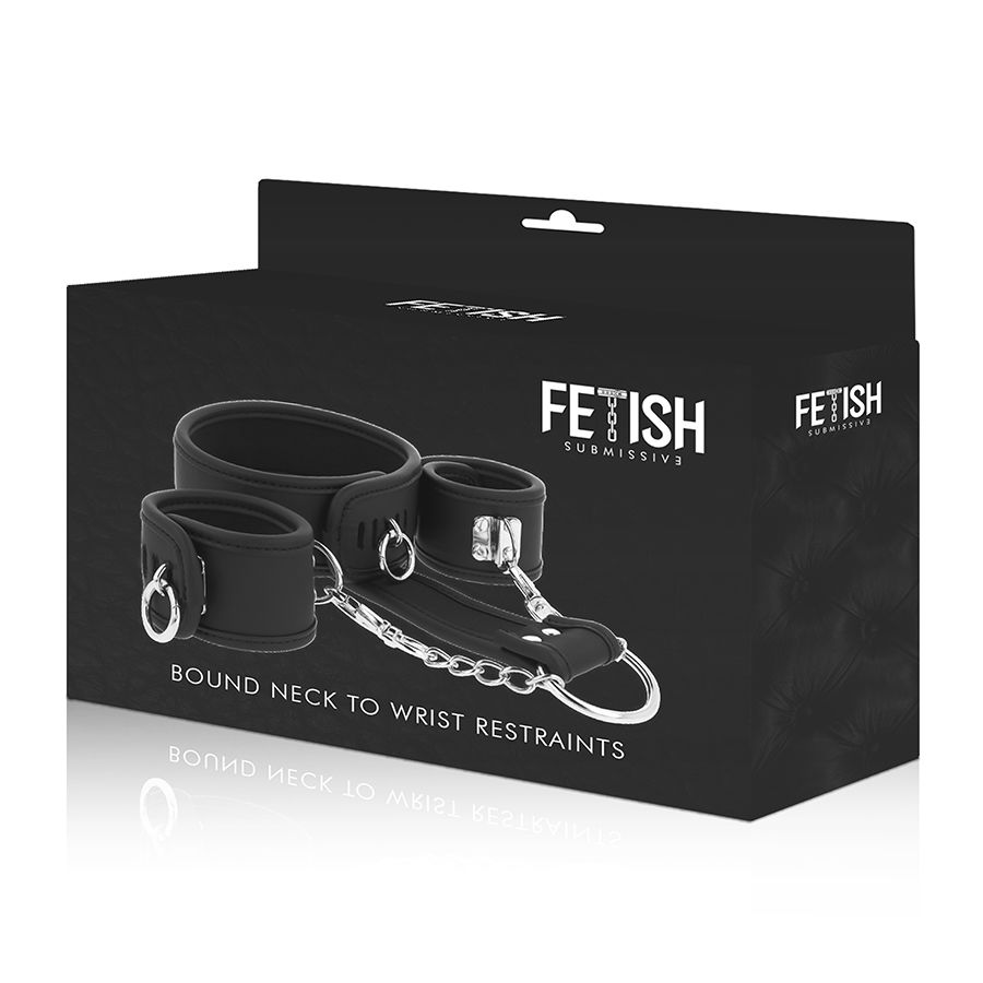 FETISH SUBMISSIVE - COLAR E ALGEMAS DE COURO VEGANO COM FORRO DE NOPRENE - Imagem 5