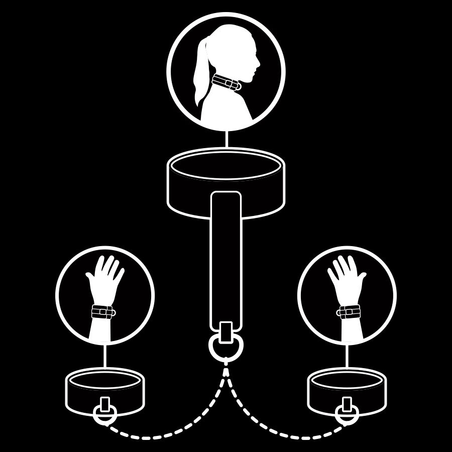 FETISH SUBMISSIVE - COLAR E ALGEMAS DE COURO VEGANO COM FORRO DE NOPRENE - Imagem 2