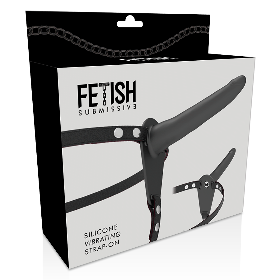 FETISH SUBMISSIVE HARNESS - VIBRADOR DE SILICONE PRETO 15 CM - Imagem 3