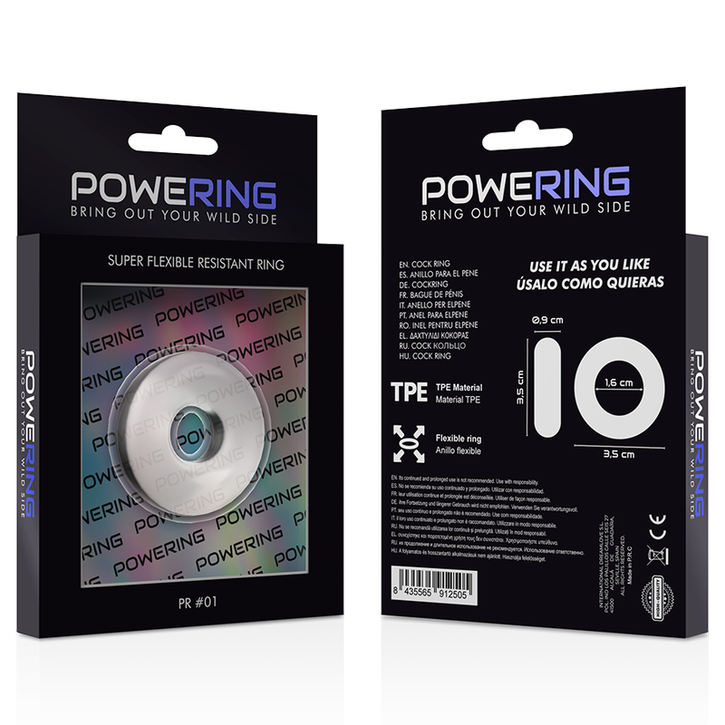 POWERING - ANEL PARA O PÊNIS SUPER FLEXÍVEL E RESISTENTE 3,5CM TRANSPARENTE - Imagem 2