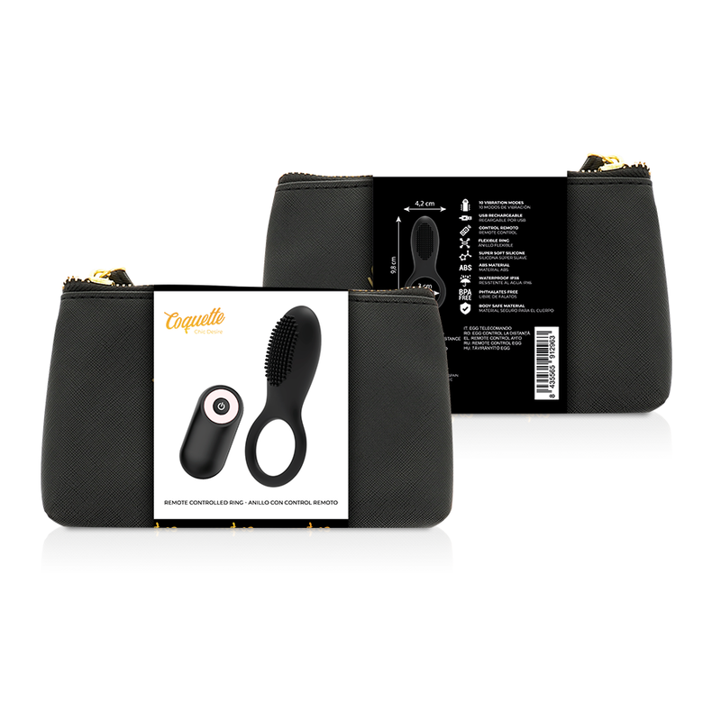 COQUETTE CHIC DESIRE - COCK RING CONTROLE REMOTO RECARREGVEL PRETO/ OURO - Imagem 2