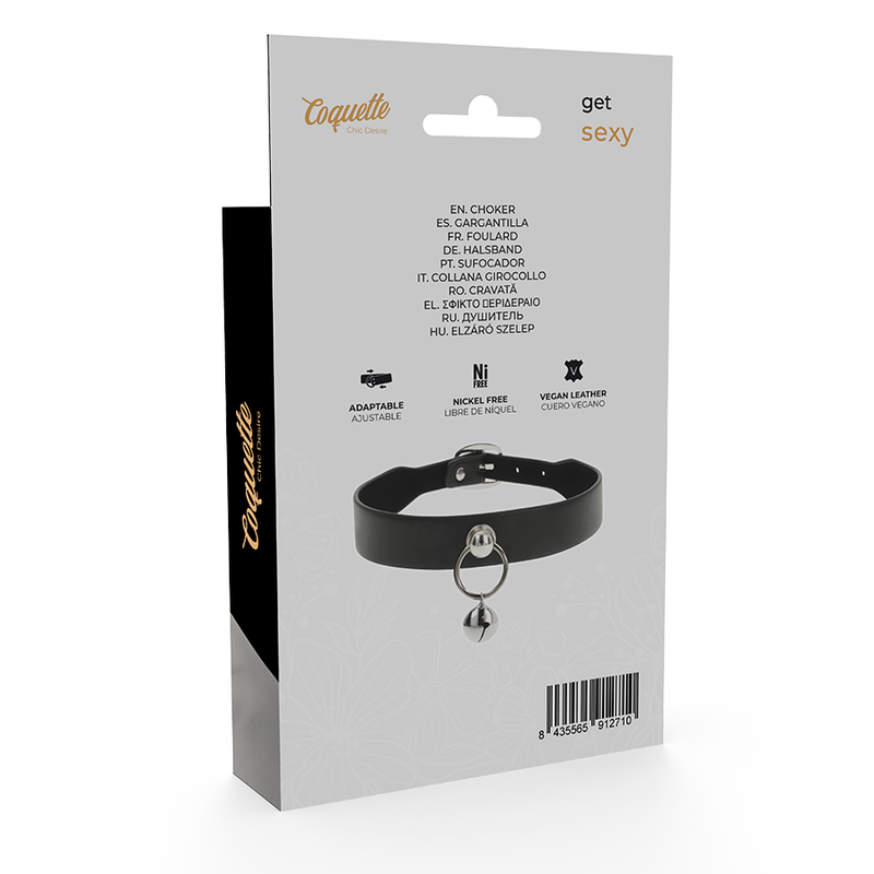 COQUETTE CHIC DESIRE - COLAR DE COURO VEGANO ACESSÓRIO MULHER CHOCALHO/ARO - Imagem 3