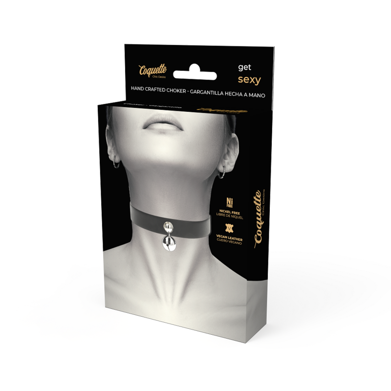 COQUETTE CHIC DESIRE - COLAR DE COURO VEGANO MULHER ACESSÓRIO DE CHOCALHO - Imagem 2