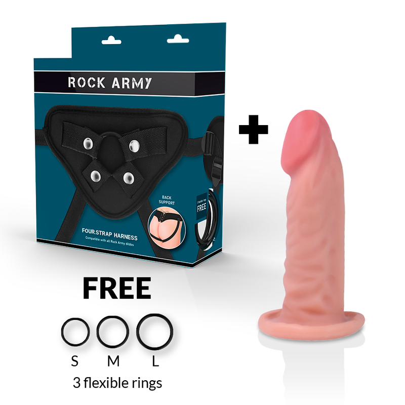 ROCKARMY - ARNÊS + DILDO REALÍSTICO TIGRE DE DUAL DENSIDADE 14 CM -O- 4.46 CM - Imagem 2